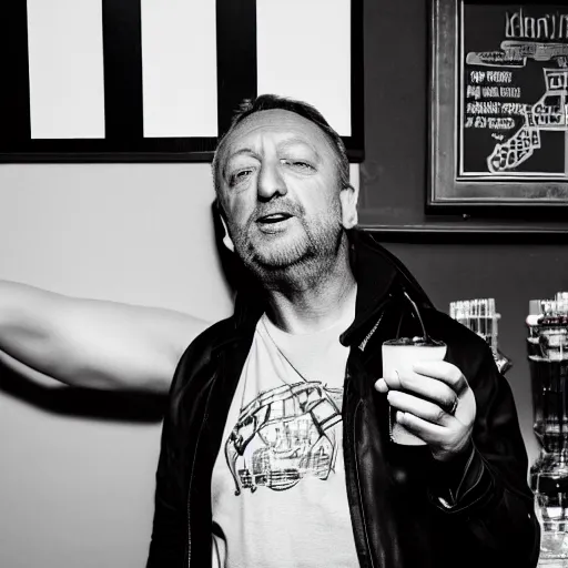 Prompt: having a drink with peter hook