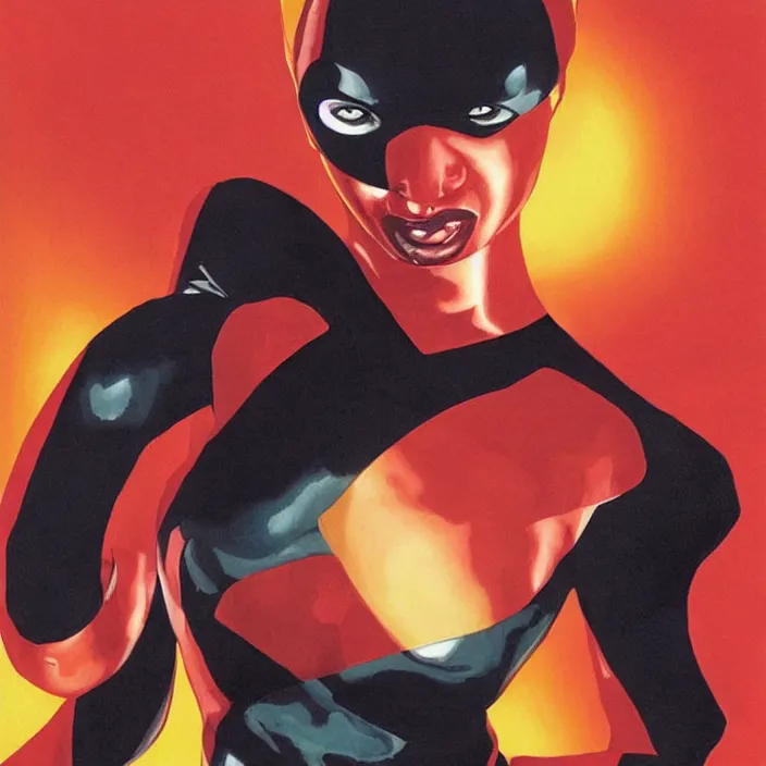 Prompt: sade adu as cyclops from x-men, painting by alex ross,