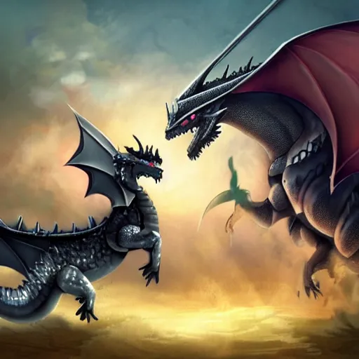 Image similar to an epic battle between a knight and a dragon