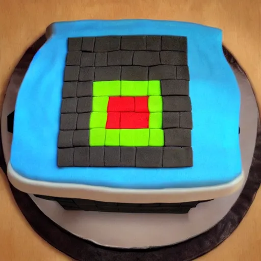 Prompt: minecraft cake, digital art, sunlight,