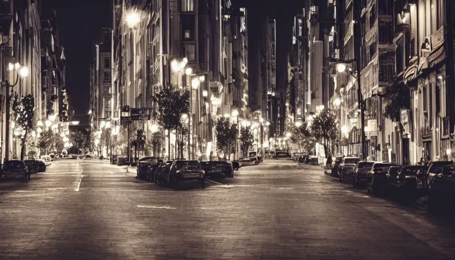 Image similar to a beautiful city street at night