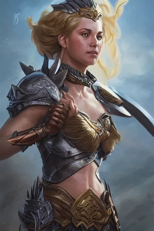 Image similar to amazon valkyrie athena, d & d, fantasy, portrait, highly detailed, headshot, digital painting, trending on artstation, concept art, sharp focus, illustration, art by artgerm and greg rutkowski and magali villeneuve