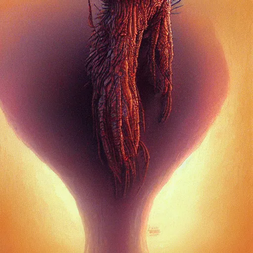 Image similar to A head on painting of an ant queen standing on her hind legs formian pathfinder, digital art, Wayne Barlowe Pierre Pellegrini Greg Rutkowski