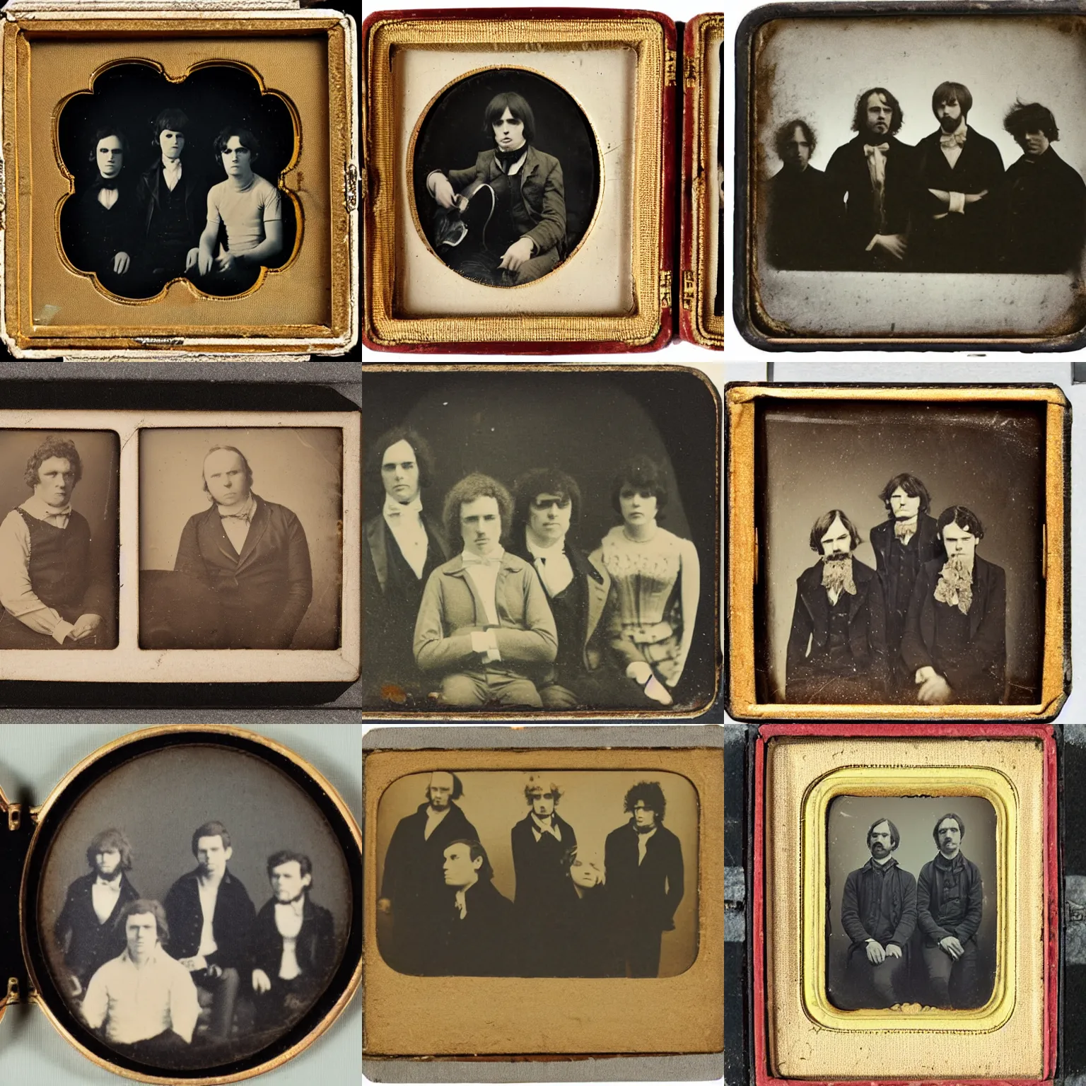 Prompt: vintage daguerreotype of a rock band