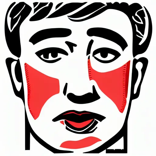 Image similar to taras schevchenko. face. simple vector graphics icon by andy warhol