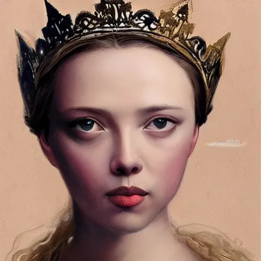 Image similar to renaissance painting scarlett johannson wearing a crown, detailed, artstation, trending, detailed