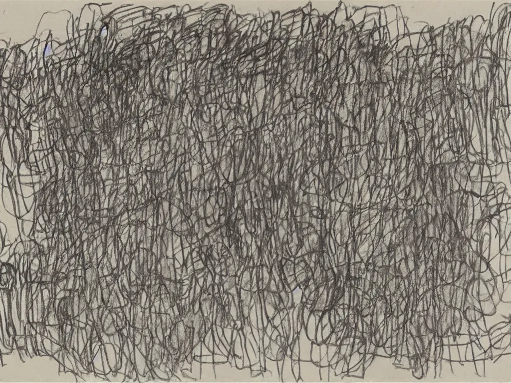 Prompt: child drawing by twombly with random verses from Allen Ginsberg