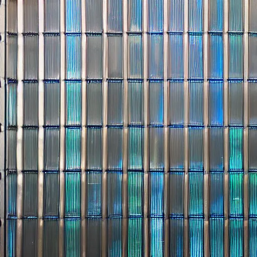 Image similar to an ultra high definition photo of room with a window with corrugated iridescent Perspex panes