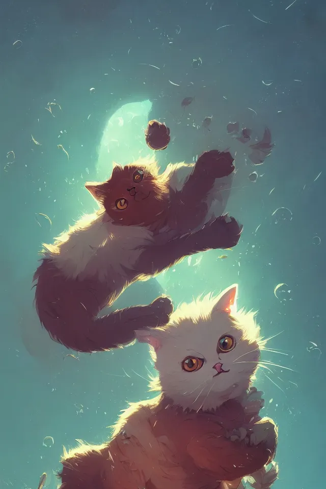 Image similar to cute cat, by victo ngai and andreas rocha and greg rutkowski, trending on artstation, unreal engine, 8 k hd wallpaperjpeg artifact, blur, artfact