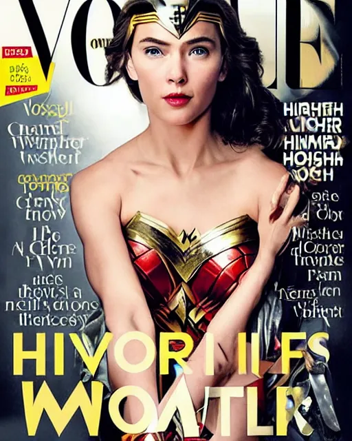 Image similar to chris hemsworth as wonderwoman, vogue cover photo