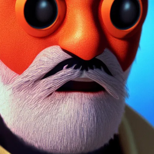 Image similar to bald man with a bright orange beard by studio ghibli, cinema still, 4 k