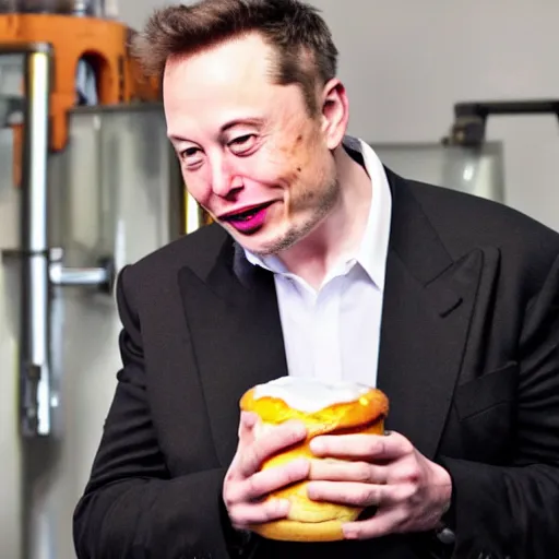 Prompt: Elon Musk eating donuts and drinking beer