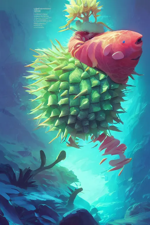 Image similar to creature animal sushi cristal very big eye roots cactus elemental flush of force nature micro world fluo fishscale, behance hd by jesper ejsing, by rhads, makoto shinkai and lois van baarle, ilya kuvshinov, rossdraws global illumination