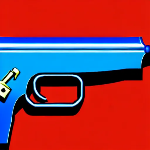 Prompt: gun with a blue crown logo