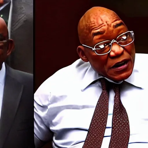 Prompt: Game still of Jacob Zuma as a character in GTA loading screen