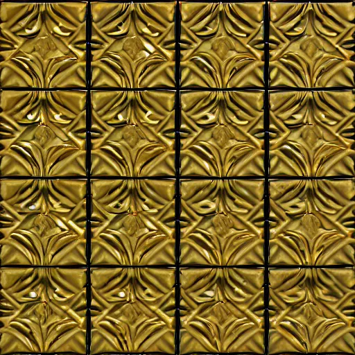 Image similar to 3d render of an abstract pattern gold tile, symetrical