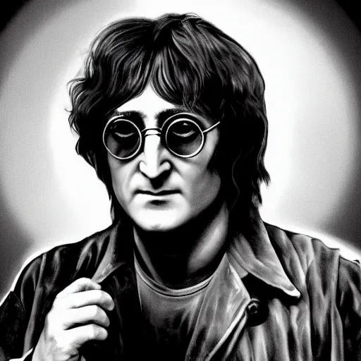 Image similar to John Lennon in a punk band, HD, high resolution, hyper realistic, 4k, intricate detail