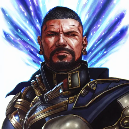 Prompt: portrait of marcus fenix wielding the flowing and transferring of power magecraft, jewel magecraft, anime fantasy illustration by tomoyuki yamasaki, kyoto studio, madhouse, ufotable, trending on artstation