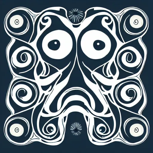 Image similar to cyborg octopus symmetrical colour ink painting, coloured!!, digital art, minimal geometric, vector art