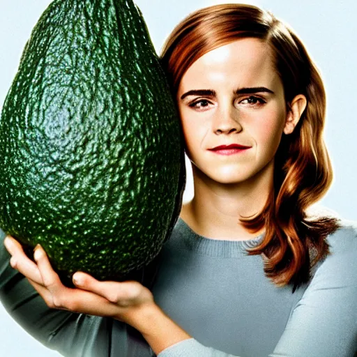 Prompt: movie still of emma watson and the giant avocado, by roald dahl