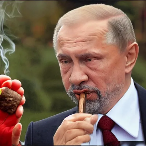 Image similar to lula da silva smoking a cigar with putin, soviet paraphernalia, 4k