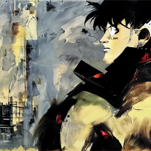 Image similar to portrait of corto maltese dreaming about valparaiso, by dave mckean and yoji shinkawa, oil on canvas