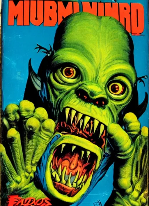 Image similar to portrait of a robo - monster. cover of famous monsters of filmland, 1 9 7 4, painted by basil gogos.