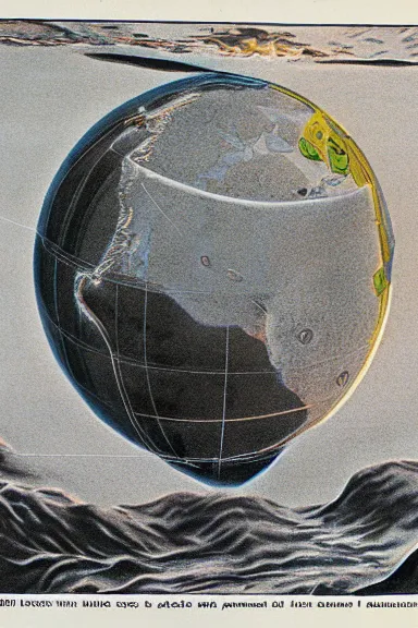 Image similar to A vintage scientific illustration from the 1970s of the Earth as a human face