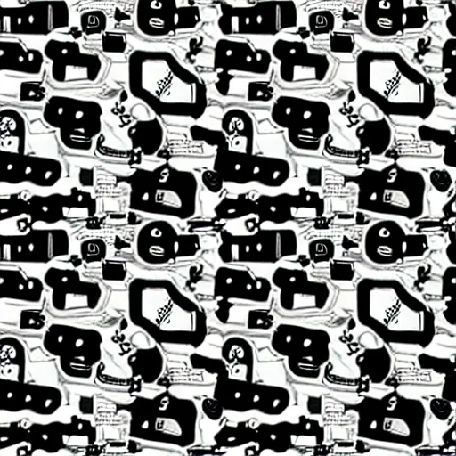 Image similar to seamless pattern showing microscopes. black and white, drawing, white background, seamless, ornament.