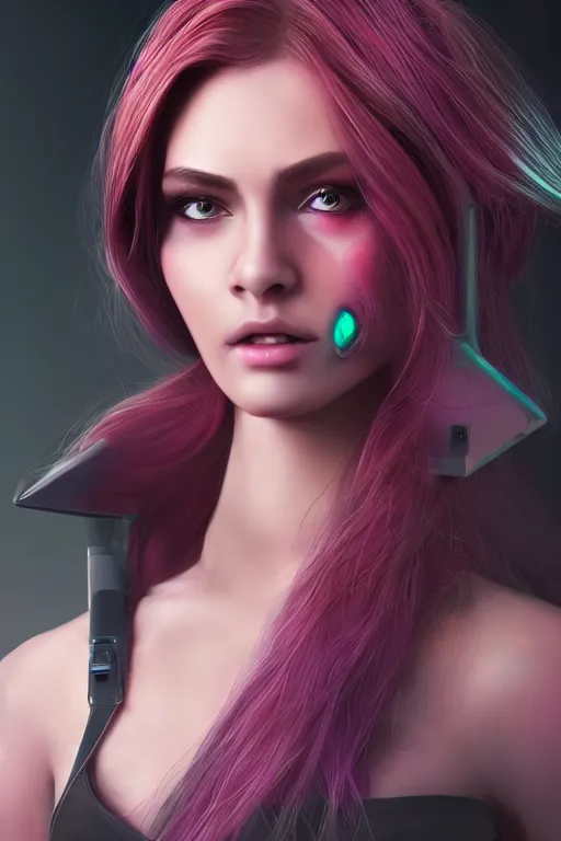 Prompt: heroine, beautiful, cyberpunk futuristic female, ultra detailed, digital art, 8 k, character, realistic, portrait, hyperrealistic