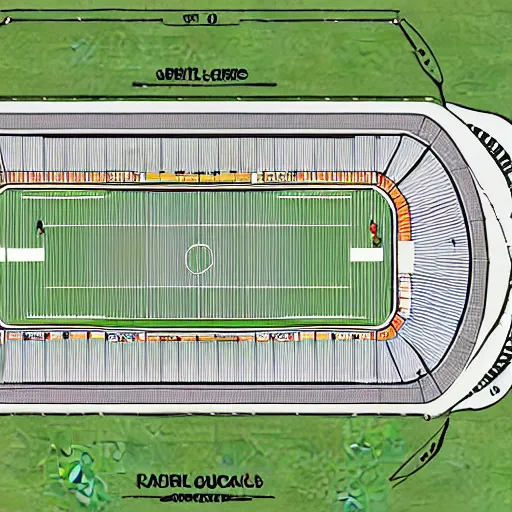 Prompt: a sketch plan of a Football ground