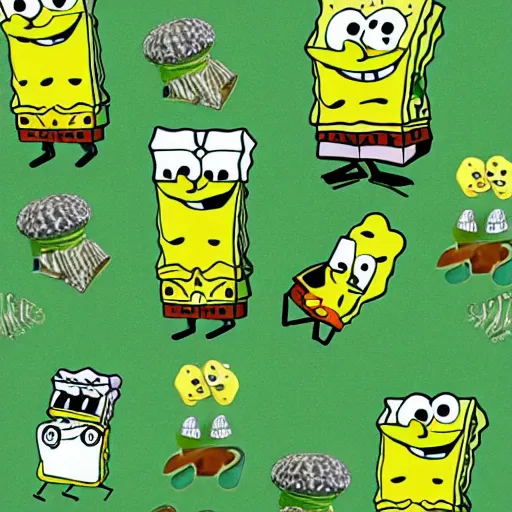 Image similar to Spongebob in green color scheme