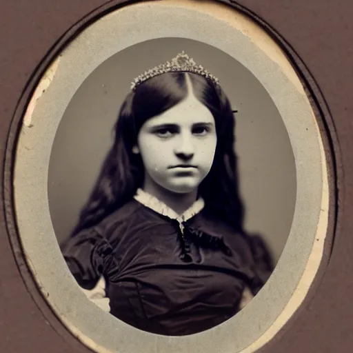 Image similar to clear photography of a beautiful and teenaged princess, circa 1 8 6 1