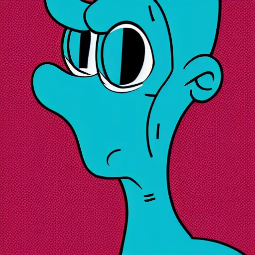 Image similar to handsome squidward portrait, realistic, pop art, vivid colors, long chin, face