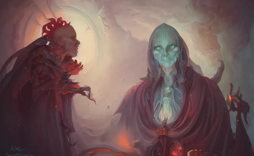 Image similar to portrait of the necromancer by peter mohrbacher