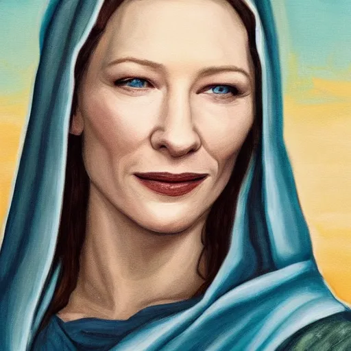 Image similar to painting of cate blanchett as Jesus