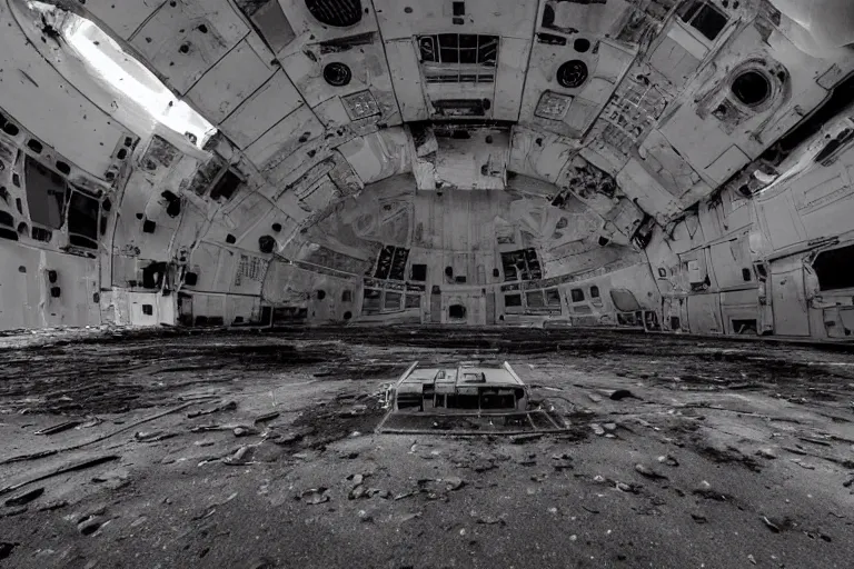 Image similar to an outside view of abandoned space station in the deep space
