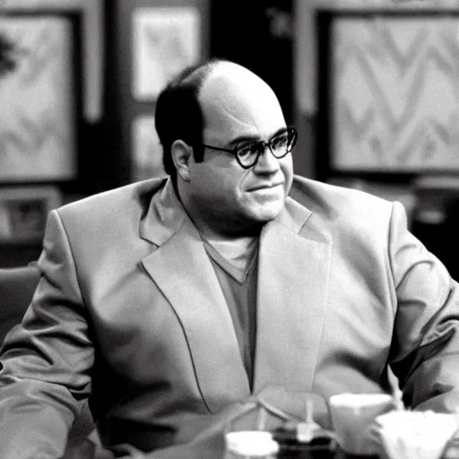 Image similar to George Costanza on Seinfeld as a gangster blood gang member