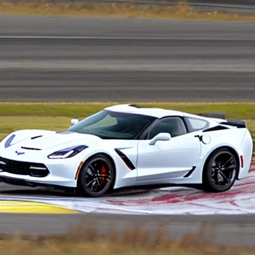 Prompt: a 2 0 1 5 ford corvette driving on a race track