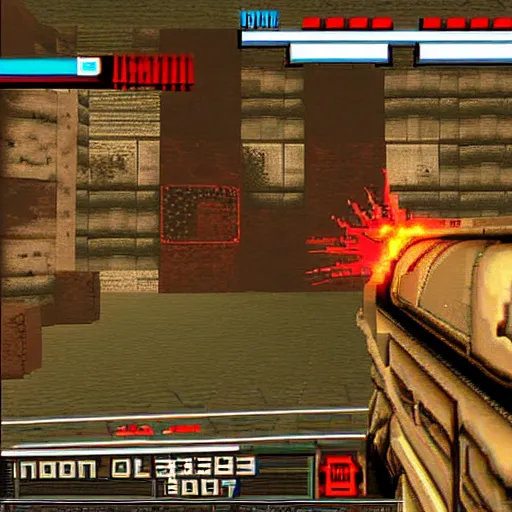 Prompt: Doom 1992 video game HUD