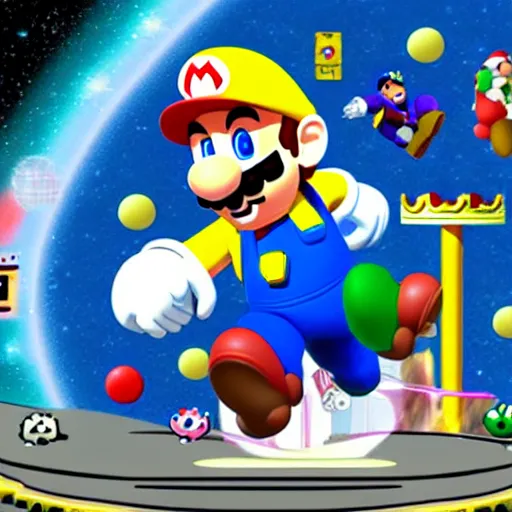 Prompt: super Mario bros super show in space