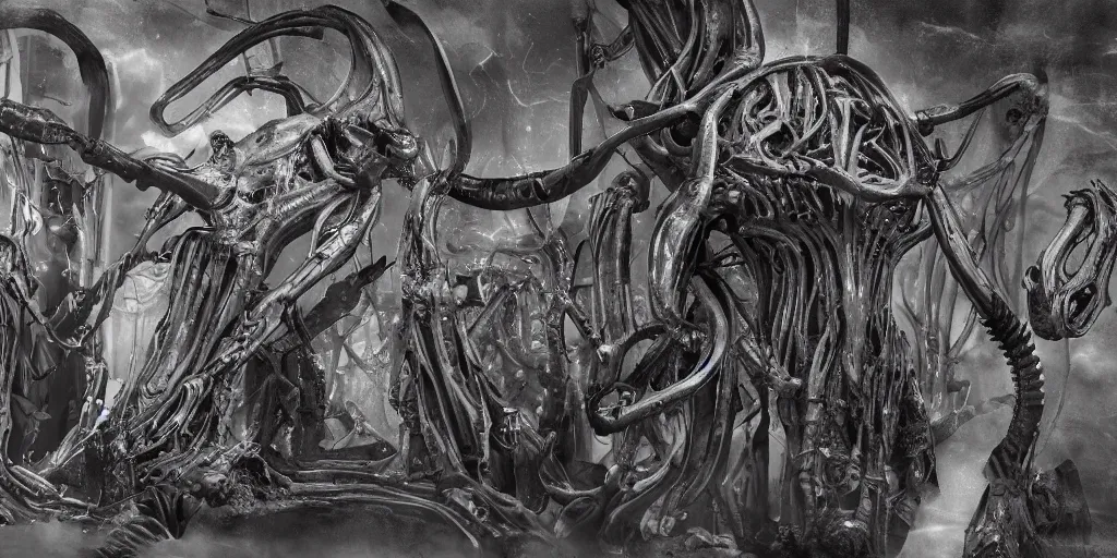 Prompt: designer work on project in figma, h. r. giger, horror, creepy, hyper - detailed