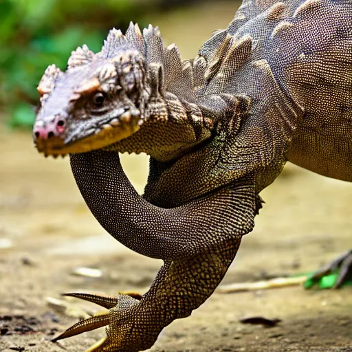 Image similar to a hybrid between a komodo-dragon and a pangolin, national geographic file-photo, photography