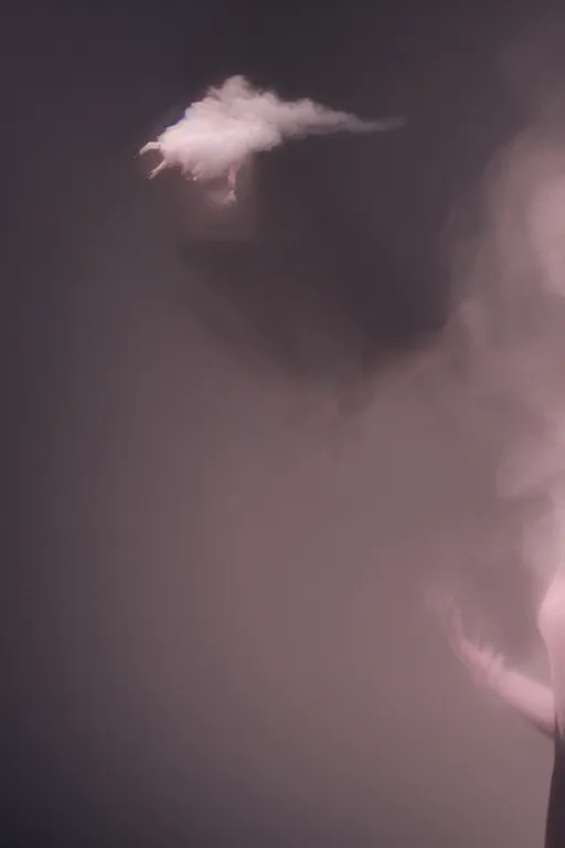 Image similar to a woman made entirely of smoke, dancing, atmospheric, octane render, volumetric light