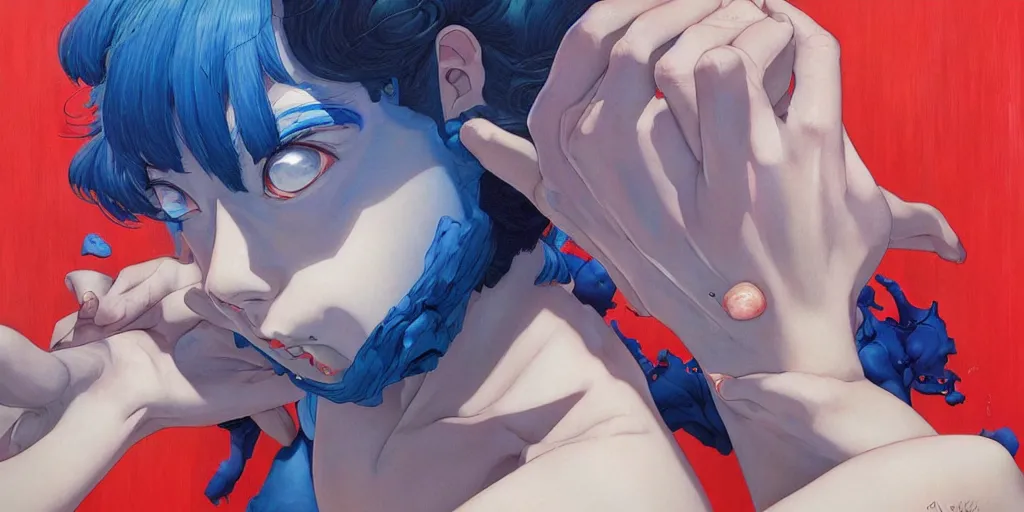 Prompt: perfect blue oil painting art by james jean and katsuhiro otomo and erik jones, inspired by akira anime, smooth face feature, intricate oil painting, high detail illustration, sharp high detail, manga and anime 1 9 9 9