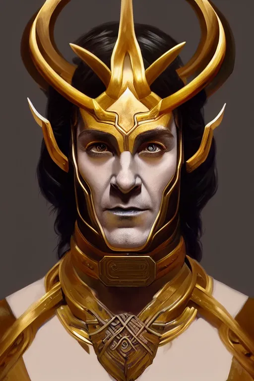 Image similar to symmetry!! portrait of loki in the style of god of war, machine parts embedded into face, intricate, elegant, highly detailed, digital painting, artstation, concept art, smooth, sharp focus, illustration, art by artgerm and greg rutkowski and alphonse mucha, 8 k