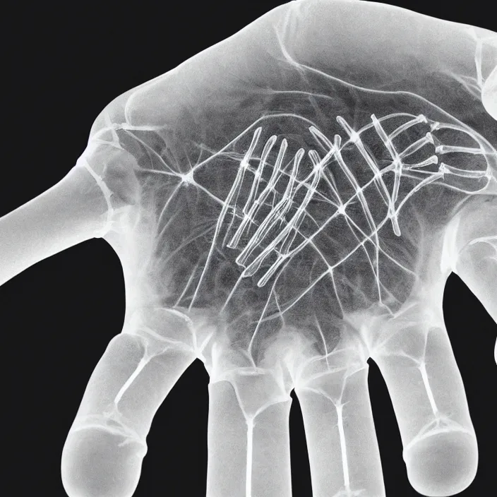 Prompt: xray of human hand