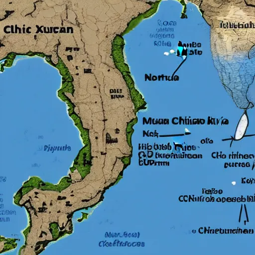 Prompt: chicxulub made out of flesh, crashing into north korea