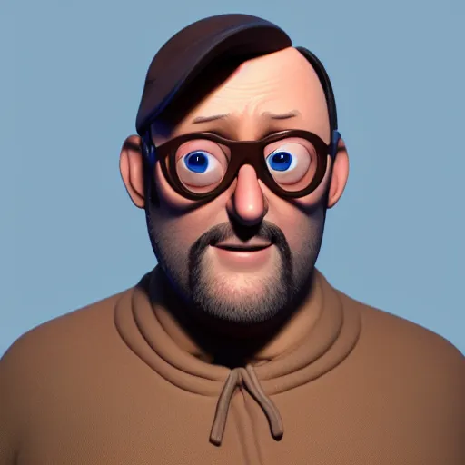 Prompt: jean reno as a pixar disney character from up ( 2 0 0 9 ), unreal engine, octane render, 3 d render, photorealistic