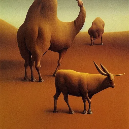 Image similar to 🐥🐂🐰 by zdzisław beksiński